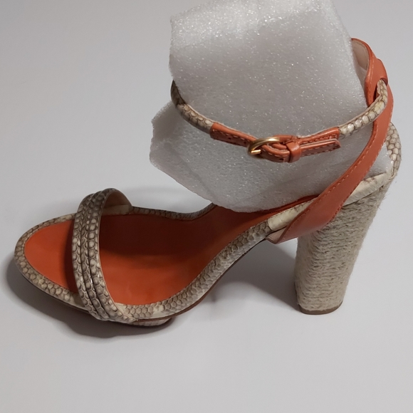 Elie Tahari Leather Snakeskin Platform Sandal - Picture 3 of 9
